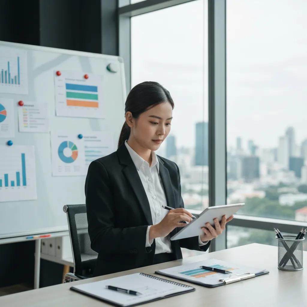 Property manager reviewing Entrata financial dashboards and reports