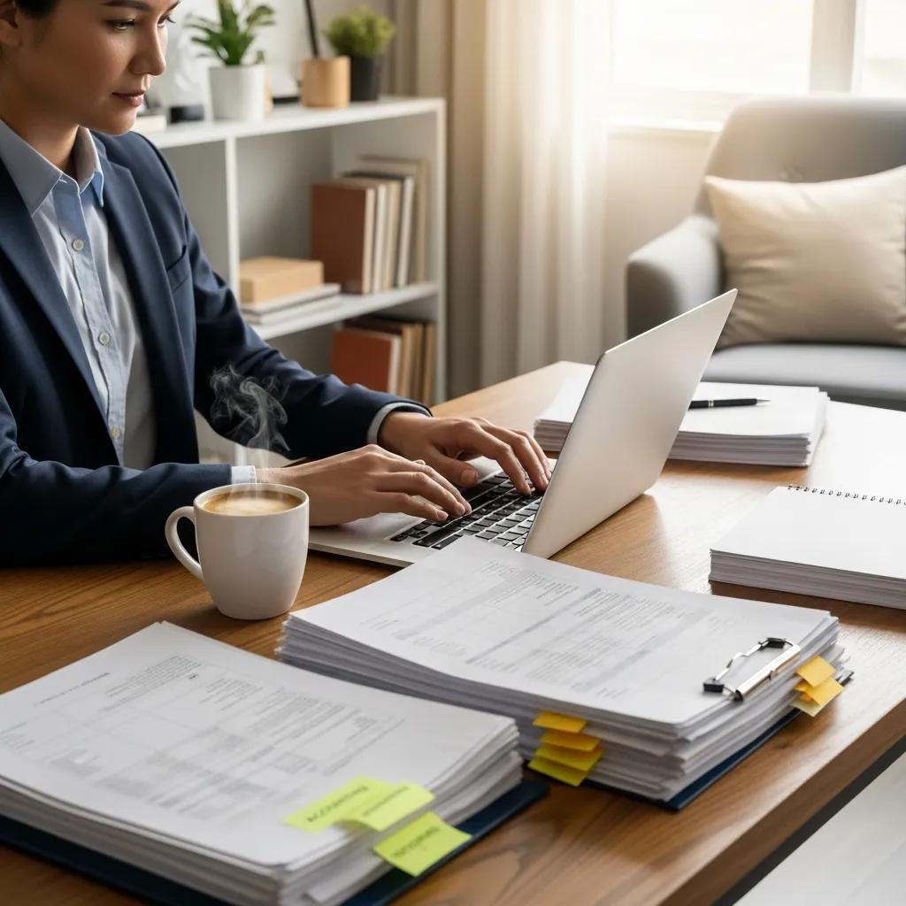 Professional working in a home office to illustrate outsourcing benefits