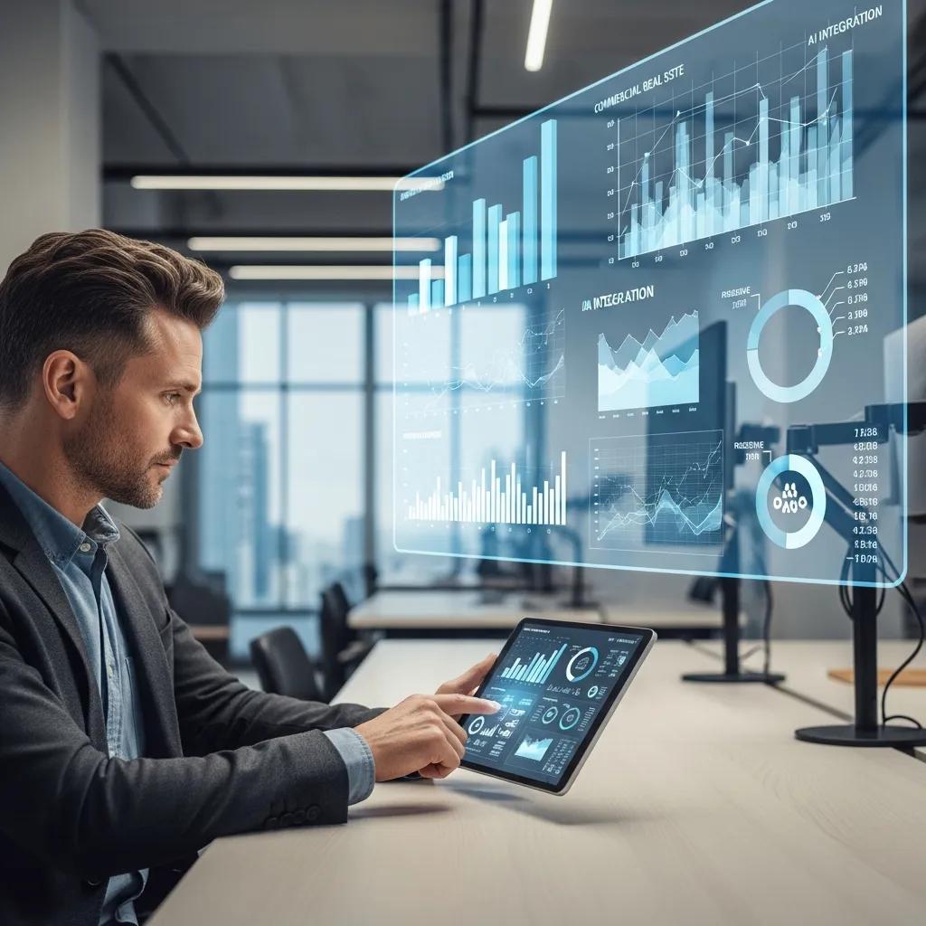 Professional analyzing data with tablet in a modern office, highlighting AI in accounting