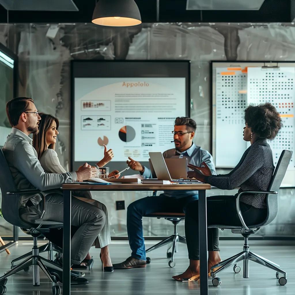 Team collaboration on outsourcing Appfolio bookkeeping benefits in a modern office