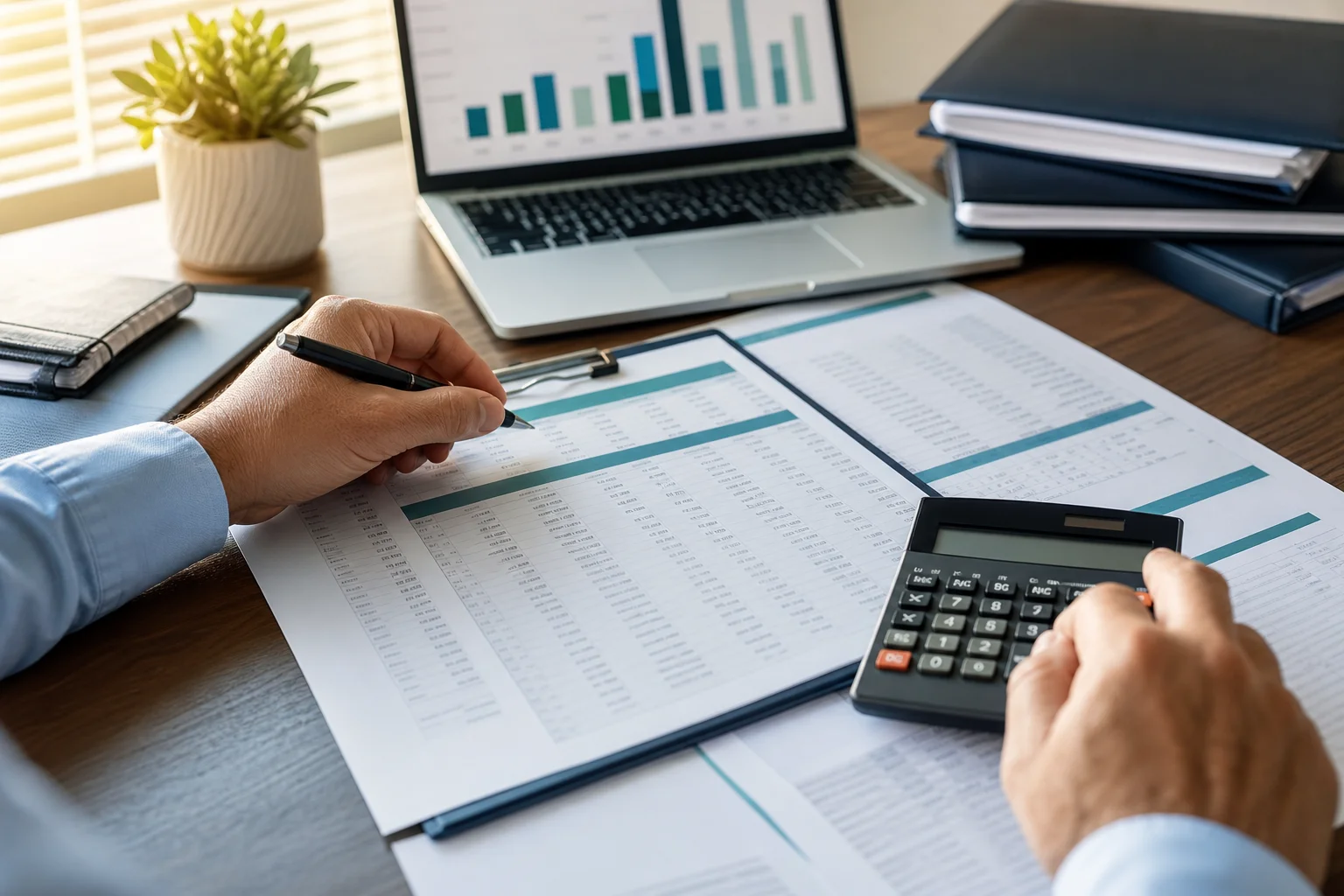 Accountant reconciling a three-way property management trust account statement