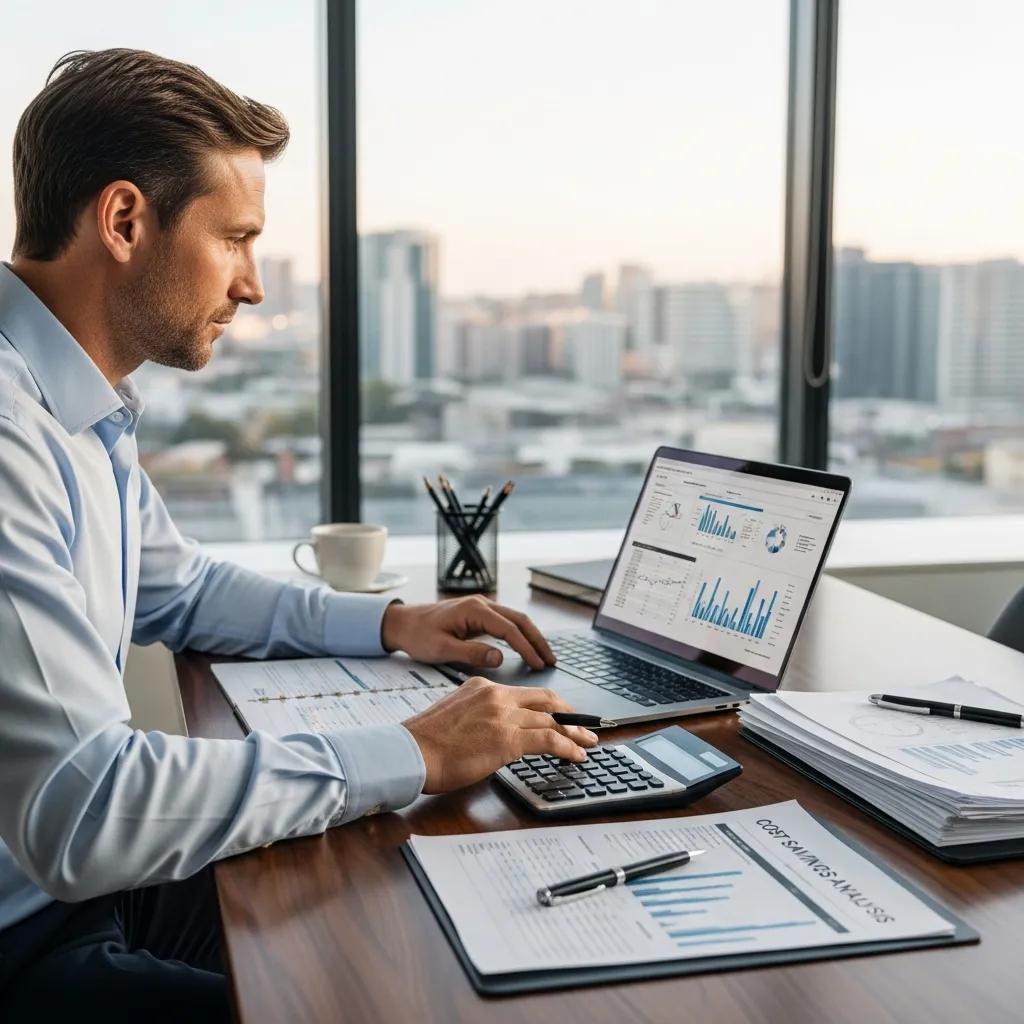 Real estate investor analyzing financial reports for decision-making