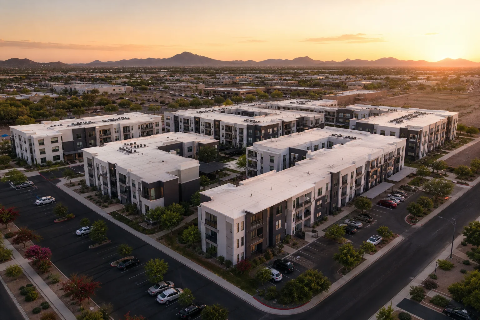 Aerial view of an apartment complex representing a rent manager to appfolio migration playbook for property portfolios